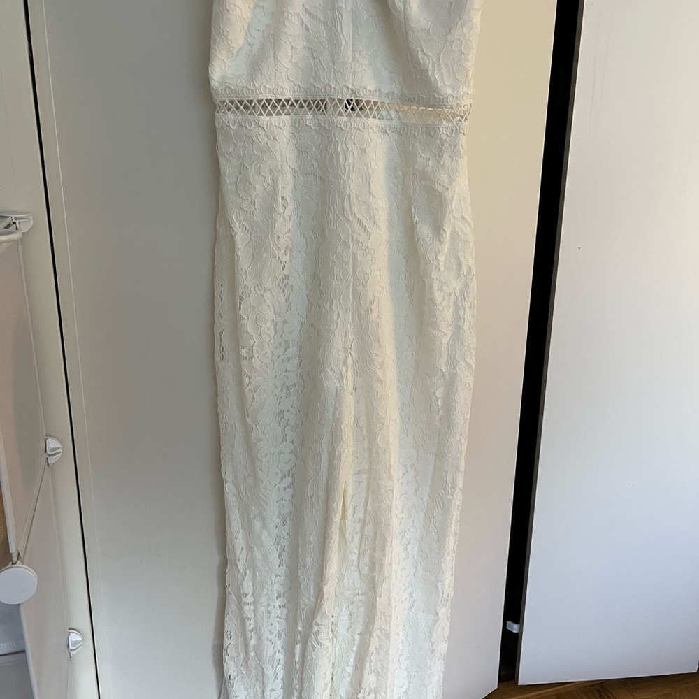 Lulu's White Lace Jumpsuit Sleeveless - Picture 3 of 7
